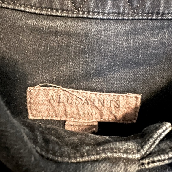 All-Saints Navy Stretch Denim Shirt - Picture 3 of 4